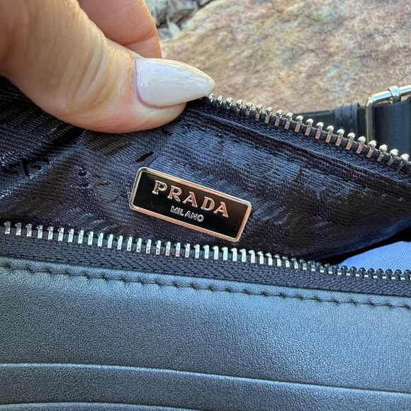 Genuine vegan leather PRADA Black triangle Sling Bag with detachable Logo mini - Picture 11 of 13